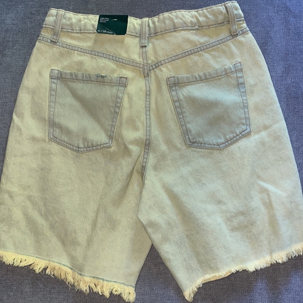 Wild Fable High-Rise Wide Leg Bermuda Lime Green Jean Shorts - Picture 5 of 7